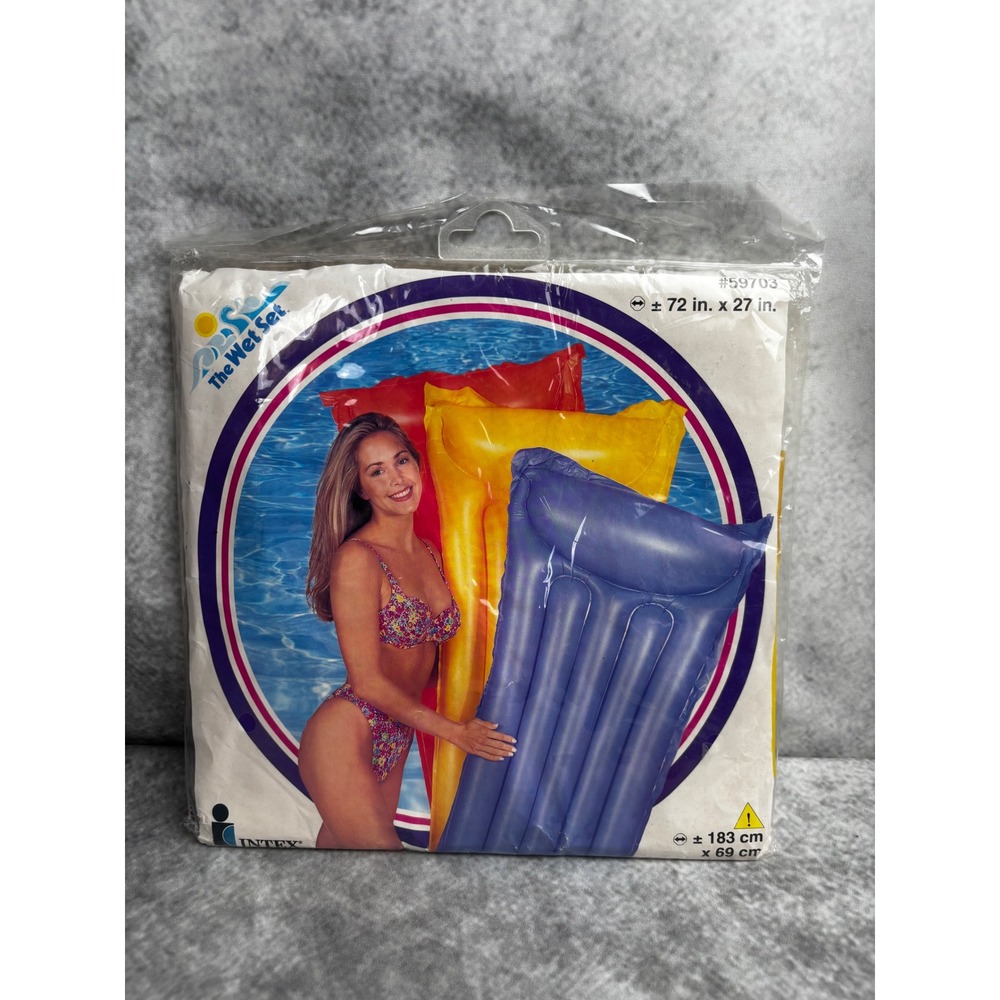 Intex the Wet Set Inflatable Air Mat Pool Float Raft in Yellow 72x27 Vintage NOS